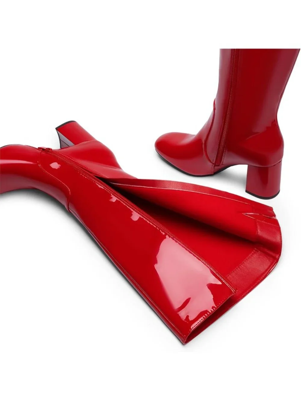Dream Pairs Women's Red Square Toe Side Zipper Comfortable Knee High Boots